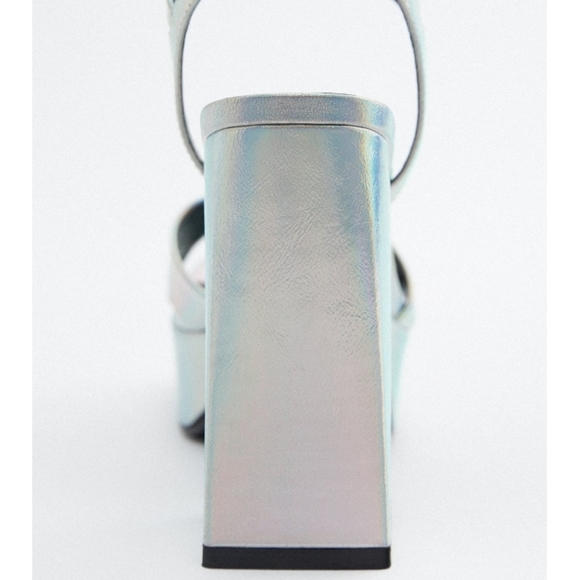 Sale🥳NWT Zara Holographic Platform Strappy Style Retro Block Heels - Picture 5 of 5